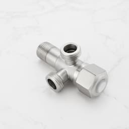 JGS Premium - Dubbele hoekventielen van roestvrij staal - Set van 2 - Voor wasmachine en boiler - Zilverkleurig - Installatie van 1 inlaat en 2 uitgangen — thumbnail 3