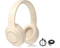 Gloovon® - Koptelefoon - Koptelefoon Draadloos - Microfoon Met ENC (Environmental Noise Cancellation) - Bluetooth 5.0 - Koptelefoon met Microfoon - Wit