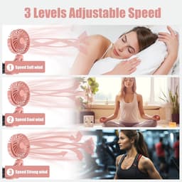 Mini draagbare kinderwagenventilator - Afneembaar, 3 snelheden - 360° rotatie - Flexibele handventilator op statief - Voor autostoel, baby, bed, loopband, reizen - Roze — thumbnail 2