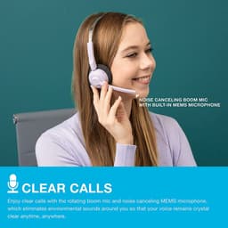 JLab Go Work Pop Headset met Microfoon - Draadloze Headset Bluetooth - Noise Cancelling Microfoon - 50 Uur Speeltijd - Lila — thumbnail 4