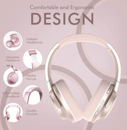 PowerLocus MoonFly Koptelefoon Over-Ear met Passief Noise Cancelling, Draadloze Hoofdtelefoon, Voice Assistant Activation - Rose Gold — thumbnail 2