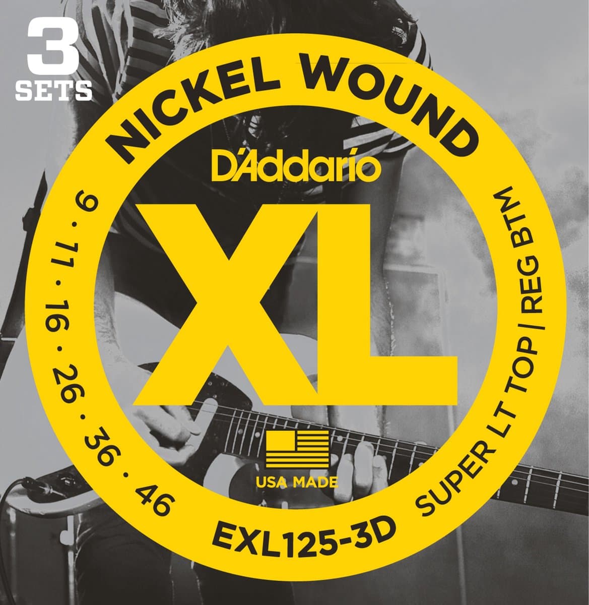 D'Addario EXL125-3D Nickel Wound Snaren voor Elektrische Gitaar (9-46) 3-Pack — afbeelding 1