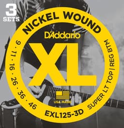D'Addario EXL125-3D Nickel Wound Snaren voor Elektrische Gitaar (9-46) 3-Pack — thumbnail 1