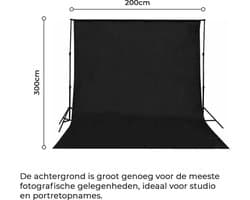 Blackscreen - 200 * 300cm - Uittrekbare zwarte screen - fotostudio met Chromakey effect - film shooting background - backdrops fotografie - fotografie, video en televisie blackscreen - zwart fotodoek - Achtergronddoek Voor Fotostudio