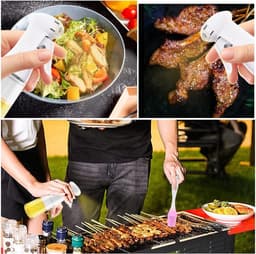 Rolin Roly Olie Sproeier Dispenser Olijfolie Fles Sprayer, Roze Borstel Witte Azijn Olijfolie Glazen Fles 200ml Keuken Gadgets voor Air Fryer Koken Salade Bakken BBQ (Wit) — thumbnail 6