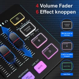FIFINE - SC3 - Zwart - Streaming Deck - DJ Mixer - Gaming Mixer - Podcast / Stream / Gaming - XLR Aansluiting - Line-in - Voice Changer — thumbnail 5