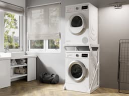 ACAZA Wasmachine Kast - Wasmachine Verhoger - Wasmachine Opbouw - Metaal - Wit — thumbnail 2