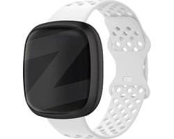 Bandz sport band 'Sport Air' geschikt voor Fitbit Versa 3 / Versa 4 / Sense / Sense 2 - Hoogwaardig ademend siliconen materiaal smartwatch bandje - Perfect voor het sporten - wit