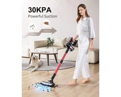 TX Store - Draadloze stofzuiger - Draadloze steelstofzuiger - Steelstofzuiger - Met led display - Muurbevestiging - Multifunctioneel