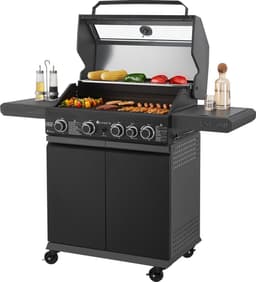 Juskys Barbecue / Gasgrill / BBQ Savannah - 4 + 1 Brander - 14,5 kW - Staal - Incl. Afdelzeil — thumbnail 1