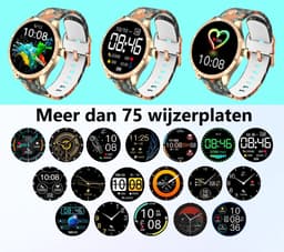 Belesy® Q9 Pro - Smartwatch Dames – Smartwatch Heren - Horloge - 1.28 inch - Kleurenscherm - Stappenteller - Bloeddruk - Hartslag - 75+ Wijzerplaten – Sporten – Siliconen – Rozen - Rosegoud - Kerstcadeau — thumbnail 3