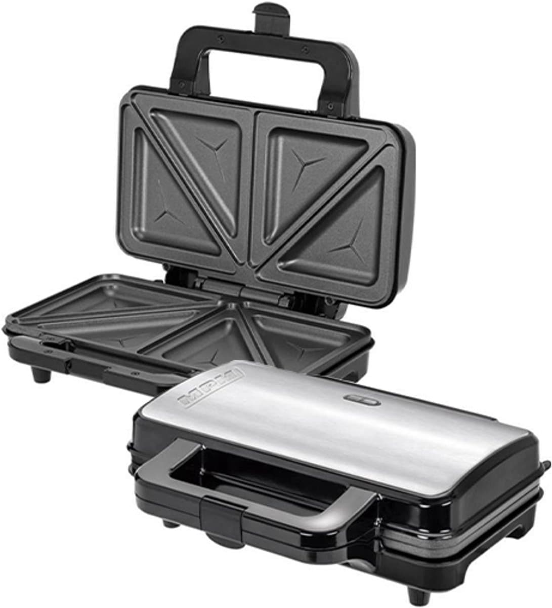 MPM Elektrische Sandwichmaker/Tosti-ijzer Hoog Vermogen (900W) inclusief Behuizing van RVS en Thermostaat — afbeelding 1