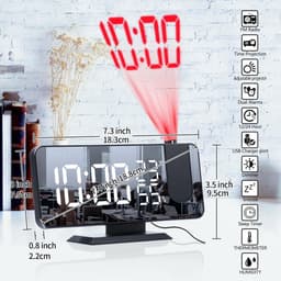 J&D supplies Digitale Wekkerradio - Zwart - Digitale LED klok - Digitale Wekker - Kinderwekker - Wekkerradio kinderen - Wekker met Projectie - Klokradio — thumbnail 5