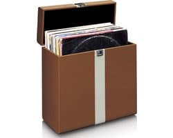 Lenco Platenkoffer - LP Opbergsysteem - Vinyl Houder voor ca. 30 platen - TTA-301BNWH - Bruin