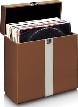 Lenco Platenkoffer - LP Opbergsysteem - Vinyl Houder voor ca. 30 platen - TTA-301BNWH - Bruin — thumbnail 1