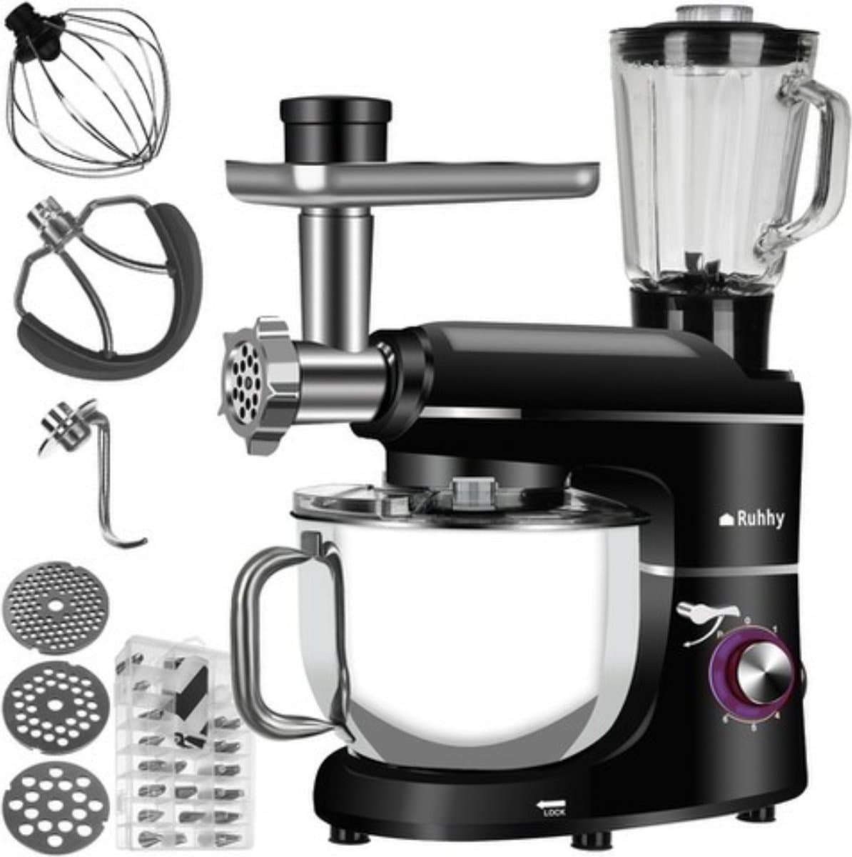 Ariko Keukenmachine - Blender - Mixer - Gehaktmolen - Vleesmolen - Foodprocessor - 3 in 1 - 2200W - zwart — afbeelding 1