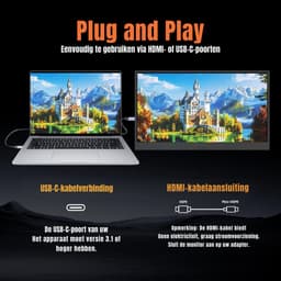 AHD® Portable Monitor - Draagbare Monitor - Portable Monitoren - Portable Monitor Laptop - Zwart - 1cm x 41cm x 36cm — thumbnail 3