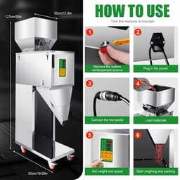 Flolife - Automatische Vulmachine 10-999g RVS 200W – Digitale Weeg- & Verpakkingsmachine voor Graan, Thee, Rijst, Zaden en Korrels – Intelligente Kwantitatieve Vulmachine — thumbnail 3