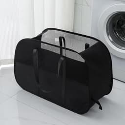 Wasmand Netweefsel - Opvouwbare mand - Kleding sorteren - Grote capaciteit - 90 Liter - Zwart — thumbnail 3