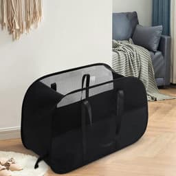 Wasmand Netweefsel - Opvouwbare mand - Kleding sorteren - Grote capaciteit - 90 Liter - Zwart — thumbnail 5