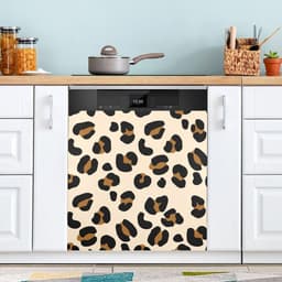 Vaatwasser Magneet - Apparaat Cover - Keuken Decoratie - Aanpasbare Maat - 58 x 66 cm - Luipaard Print Beige — thumbnail 3