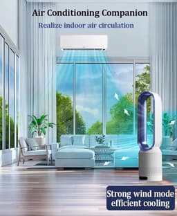 Moderne 2-in-1 torenventilator en bladloze luchtreiniger, bladloze ventilator voor thuis en kantoor, 90 graden oscillerend op voet met afstandsbediening, 8 snelheden, minuut — thumbnail 5