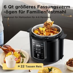 Elektrische Snelkookpan - Multicooker Rijstkoker - Gemakkelijk Koken - 9-in-1 Functies - 6 Liter - Zwart — thumbnail 3