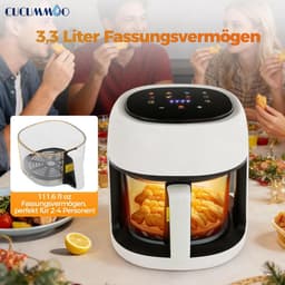 Heteluchtfriteuse 3,3 Liter met Touchscreen en Kijkvenster voor Vetvrij Frituren — thumbnail 3