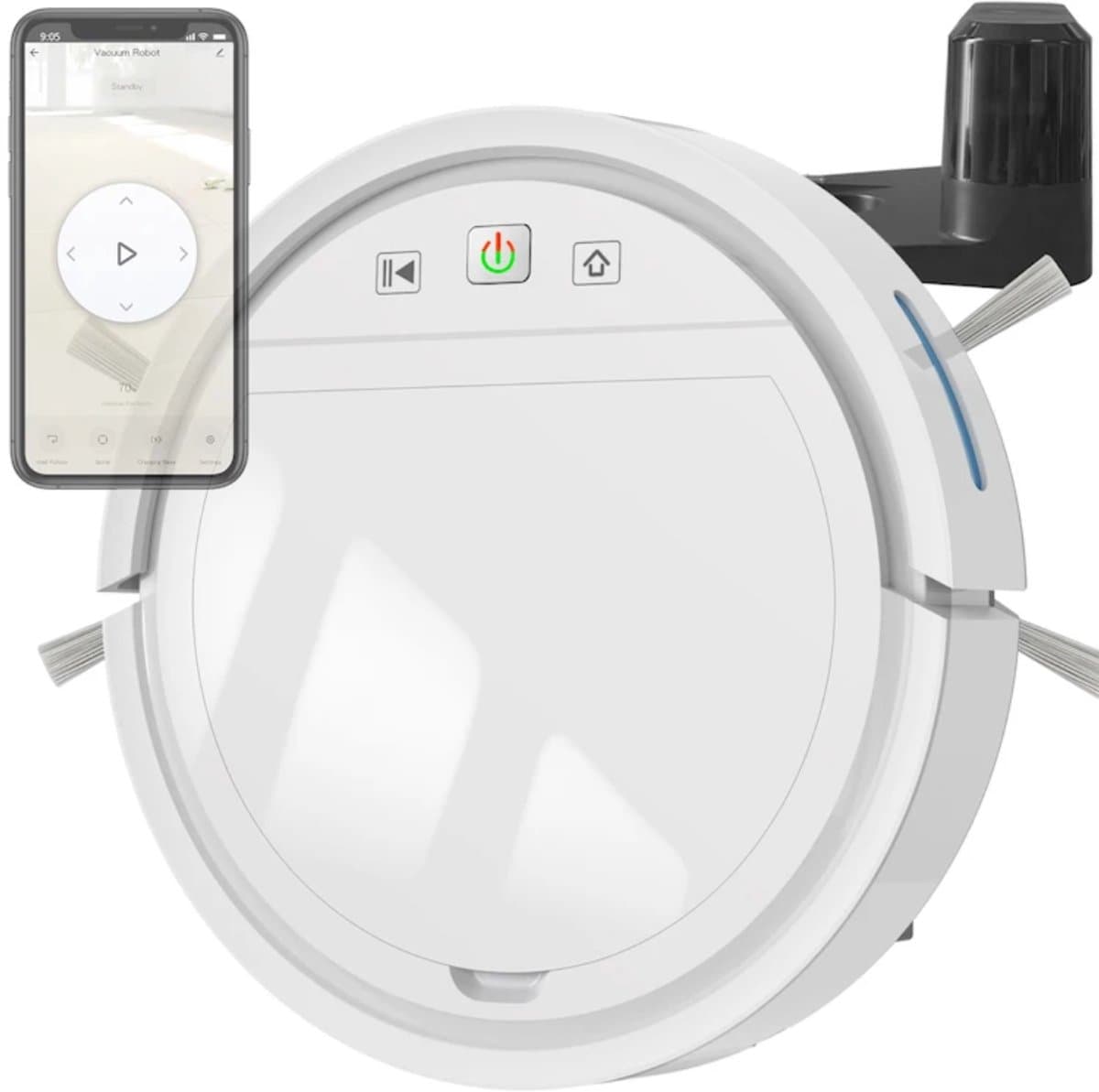 Smart Robot stofzuiger (wit) met borstels en dweil functie in gratis Tuya en Smartlife app. — afbeelding 1