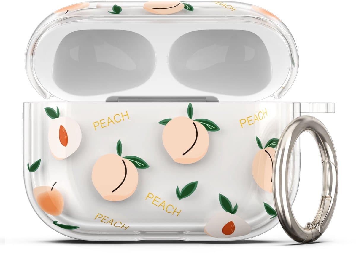 kwmobile Hoes compatibel met Apple Airpods Pro 3 Case - Zachte TPU beschermhoes - Cover in oudroze / transparant perziken design — afbeelding 1