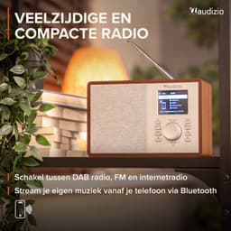 Internet radio - Audizio Cosa - FM en DAB radio - Kleine radio met Bluetooth - Wekkerfunctie - Houtlook — thumbnail 2
