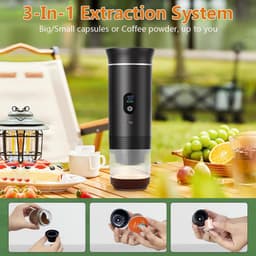 Koffiemachines - Koffiezetapparaat - Draagbare elektrische espressomachine - 3-in-1 draagbaar koffiezetapparaat met zelfverwarmende functie - USB-C-oplaadpoort - Voor camper - Kamperen - wandelen en kantoor - Grijs — thumbnail 5