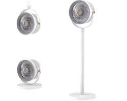Statiefventilator-vloerventilator-1 stuk tafel ventilator geluidloos-Staande bureauventilator met 5 instelbare snelheden - in hoogte verstelbare vloerventilator - geschikt voor gebruik in studentenkamers/slaapkamers - grijs - 23,5 x 23,5 x 11,9 cm — afbeelding 1