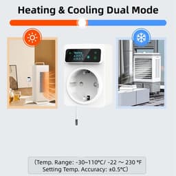 Slimme WiFi Thermostaat - Temperatuurregelaar Timer - Energie Besparen - App & Spraakbediening - 16A EU Stekker - Wit — thumbnail 3