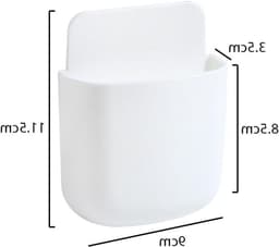 Witte Muurbevestigde Opbergdoos voor Afstandsbediening en Telefoon - Zelfklevende Houder voor Afstandsbediening, Potlood, Mobiele Telefoon en Tandenborstel - Ideaal voor Organisatie en Ruimtebesparing — thumbnail 5