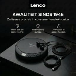 Lenco CD-010 Discman - Draagbare CD Speler met Oordopjes - Zwart — thumbnail 5