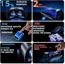 TIM® VR Bril met controllers - VR Bril - VR-brillen - Zwart - ‎20cm x 13cm x 11cm — thumbnail 3