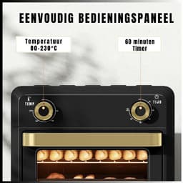 RVV® Heteluchtoven - Oven - Airfryer Oven - 10 Liter - Zwart - 32cm x 28cm x 30cm — thumbnail 2