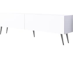 TV-kast - Mediabox meubel - Woonkamer entertainment - Twee deuren push-to-open - 170x52x32 cm - Mat wit