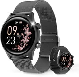 Smartwatch – Nieuw dameshorloge – 1,39-inch scherm – Sporthorloge voor dames – Bellen en gebeld worden – Slaapregistratie en stappenteller – Compatibel met Android 5.0 of hoger / iOS 9.0 of hoger – Zwart – Inclusief 2 horlogebandjes — thumbnail 1