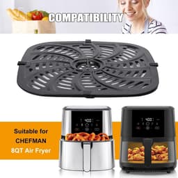 Airfryer Grillplaat - Crisper Lade - Gezond Koken - Vaatwasmachinebestendig - 24.4 x 24.8 cm - Zwart — thumbnail 5