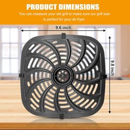 Airfryer Grillplaat - Crisper Lade - Gezond Koken - Vaatwasmachinebestendig - 24.4 x 24.8 cm - Zwart — thumbnail 7