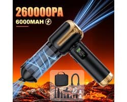 26000Pa Snoerloze Handstofzuiger – Draagbare Auto & Huis Stofzuiger met LED, 0,25L Stofbeker, 4-in-1, USB Oplaadbaar, Blazen & Zuigen