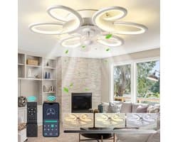 Rosnek Plafondventilator met Verlichting - Modern Bloem Design 65cm - Plafondlamp met Ventilator Dimbaar - Tuya Smart App - Woonkamer/Slaapkamer — afbeelding 1