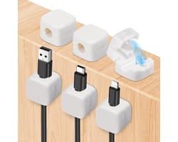 Magnetische Kabelclips voor Kabelbeheer, Sterke Lijm Desktop Kabelhouders, Ideaal voor Thuis en Kantoor (Wit, 6 Stuks)