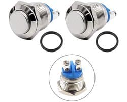 10 Stuks 16mm Momentary Pushbutton Switch - Waterdichte Drukknop met 2 Pin Schroefaansluiting, Ideaal voor Startknop, Hoog Hoofd Ontwerp, 3A 250V