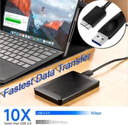 USB 3.0 kabel - Micro USB kabel Externe harde schijf kabel - Gegevens Overzetten - Hoge Snelheid 5 Gbps — thumbnail 5
