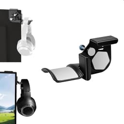 Hoofdtelefoonhouder - Hoofdtelefoonstandaard - Bureau organiseren - Verstelbare monitorbevestiging - Universeel - Zwart — thumbnail 1
