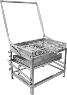 Draagbare houtskoolbarbecue, voor buiten, met kolenschaal, 4 standen en verstelbare hoogte, ideaal voor picknicks, kamperen en barbecueën — thumbnail 1