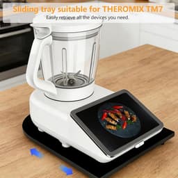 Glijplank Keukenmachine - Apparaat Rolplank - Keuken Werkblad - 360° Wielen Bamboe - 28x40x3 cm - Zwart — thumbnail 3